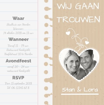 Magneetkaart met hartjes op papier en karton met foto