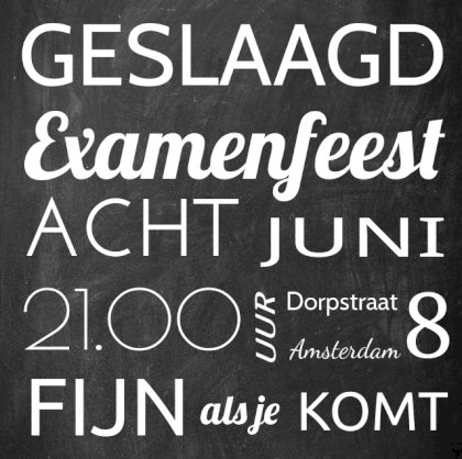 Uitnodigingskaart "Examenfeest" Uitnodigingskaart "Examenfeest"