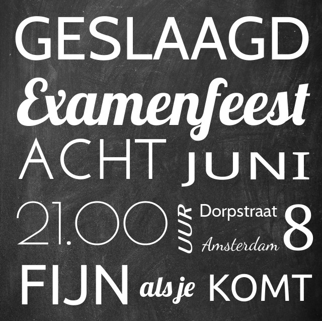 Uitnodigingskaart "Examenfeest" Uitnodigingskaart "Examenfeest"