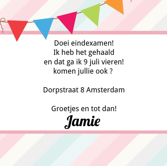 Uitnodigingskaart "Hoera! Geslaagd" Uitnodigingskaart "Hoera! Geslaagd"