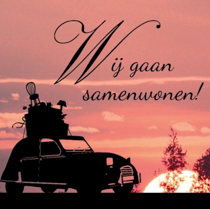 Verhuiskaart "Auto & Zonsondergang & Samenwonen"