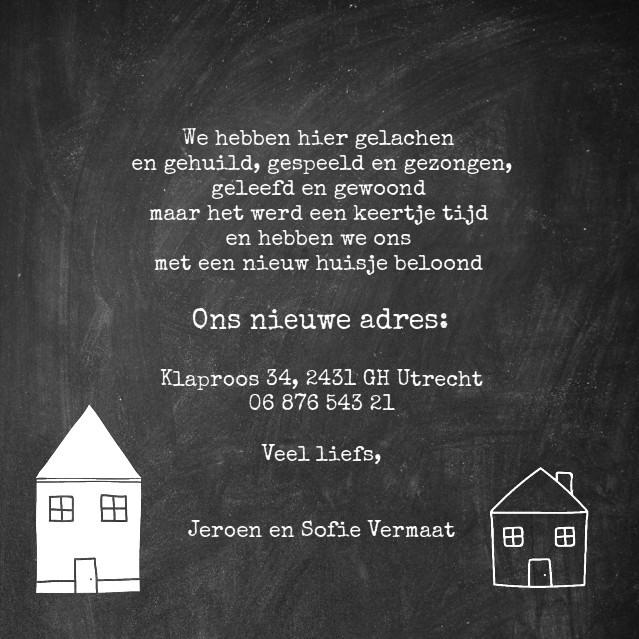Verhuiskaart "Huizen wit" Verhuiskaart "Huizen wit"