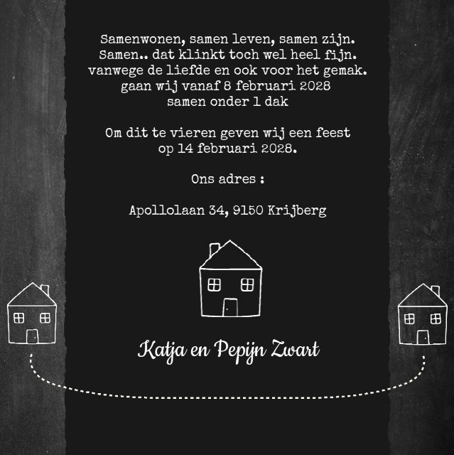 Samenwonen kaart met galaxy en Hollandse huisjes Samenwonen kaart met galaxy en Hollandse huisjes