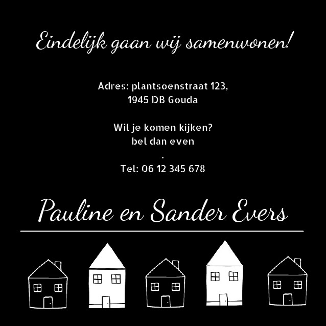 Verhuiskaart "Huisjes in de nacht" Verhuiskaart "Huisjes in de nacht"