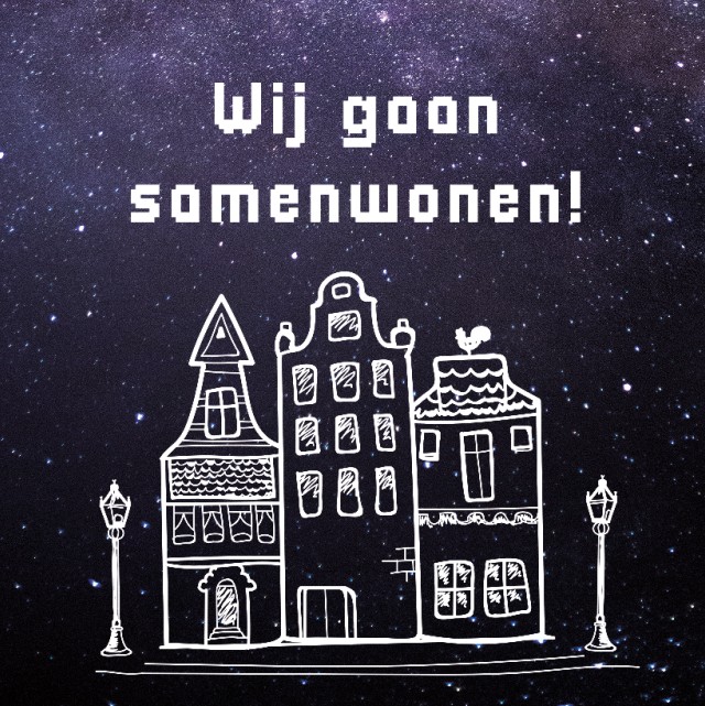 Verhuiskaart "Huisjes in de nacht" Verhuiskaart "Huisjes in de nacht"