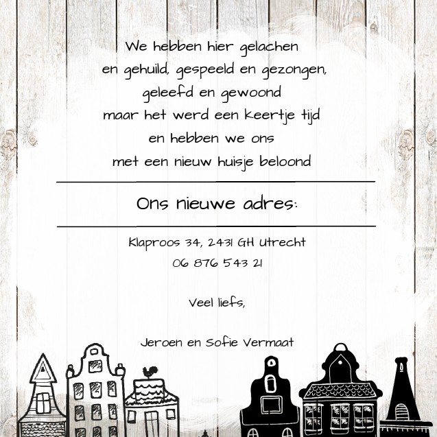 Verhuiskaart "Verhuizen & Rozen" Verhuiskaart "Verhuizen & Rozen"