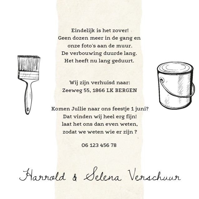 Verhuiskaart Hollandse huisjes op hout met bloemen Verhuiskaart Hollandse huisjes op hout met bloemen