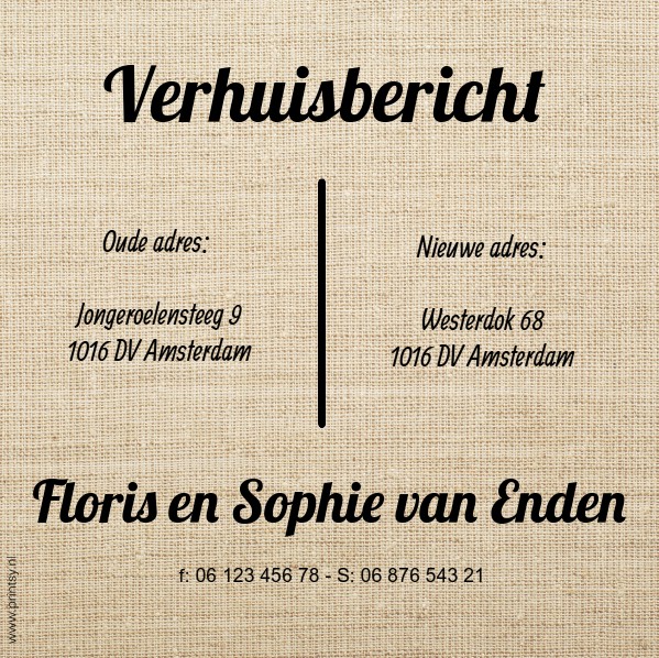 Verhuiskaart "Verhuisberict zwart/wit" Verhuiskaart "Verhuisberict zwart/wit"