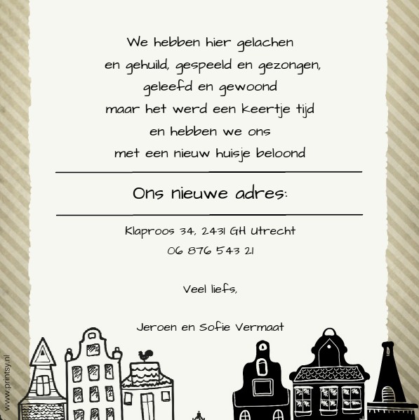 Verhuiskaart "Herenhuis" Verhuiskaart "Herenhuis"