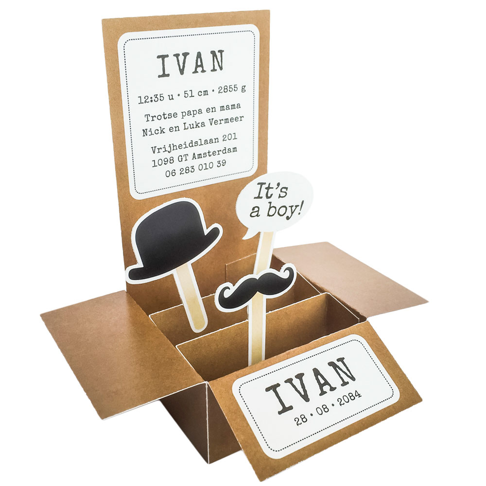 Pop up doosje "It's a boy" Pop up doosje "It's a boy"