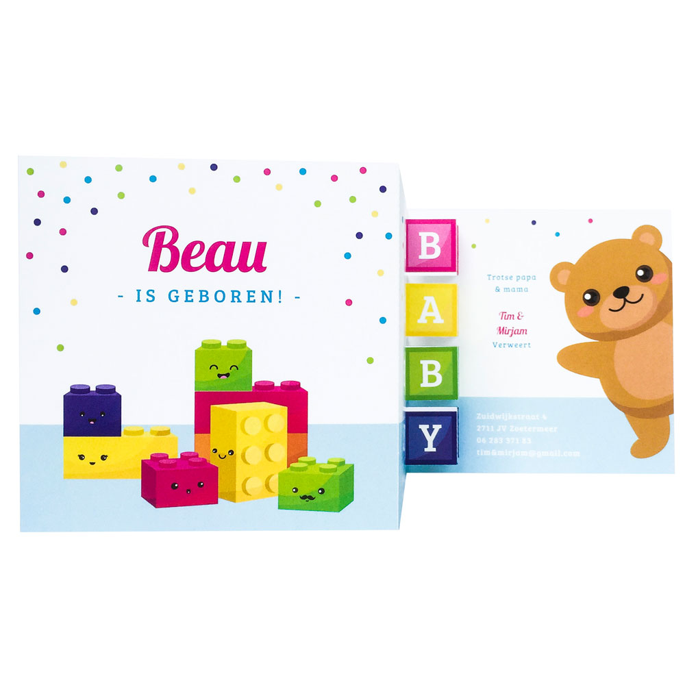 Drieluik kaart met bouwblokjes girl Drieluik kaart met bouwblokjes girl