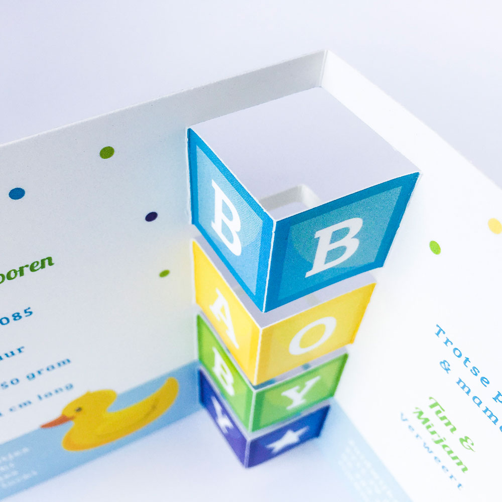 Drieluik kaart met bouwblokjes babyboy Drieluik kaart met bouwblokjes babyboy