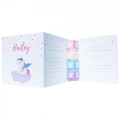 Drieluik kaart met unicorn roze