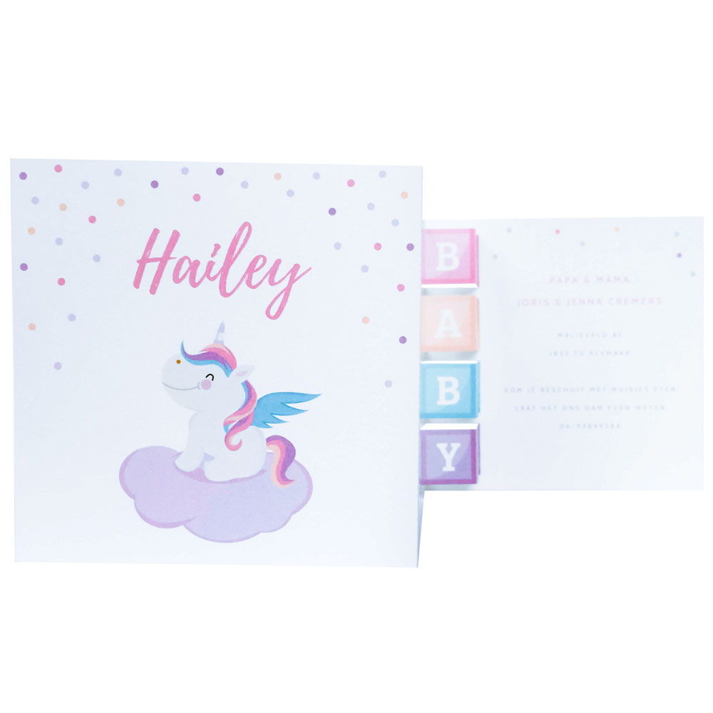 Drieluik kaart met unicorn roze Drieluik kaart met unicorn roze