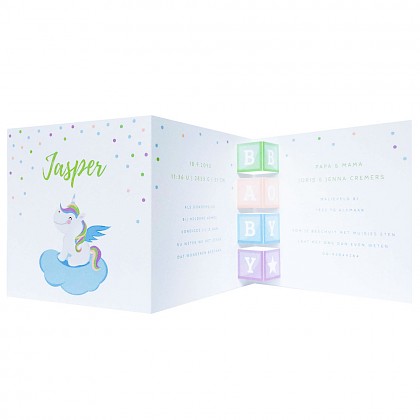 Drieluik kaart met unicorn blauw Drieluik kaart met unicorn blauw