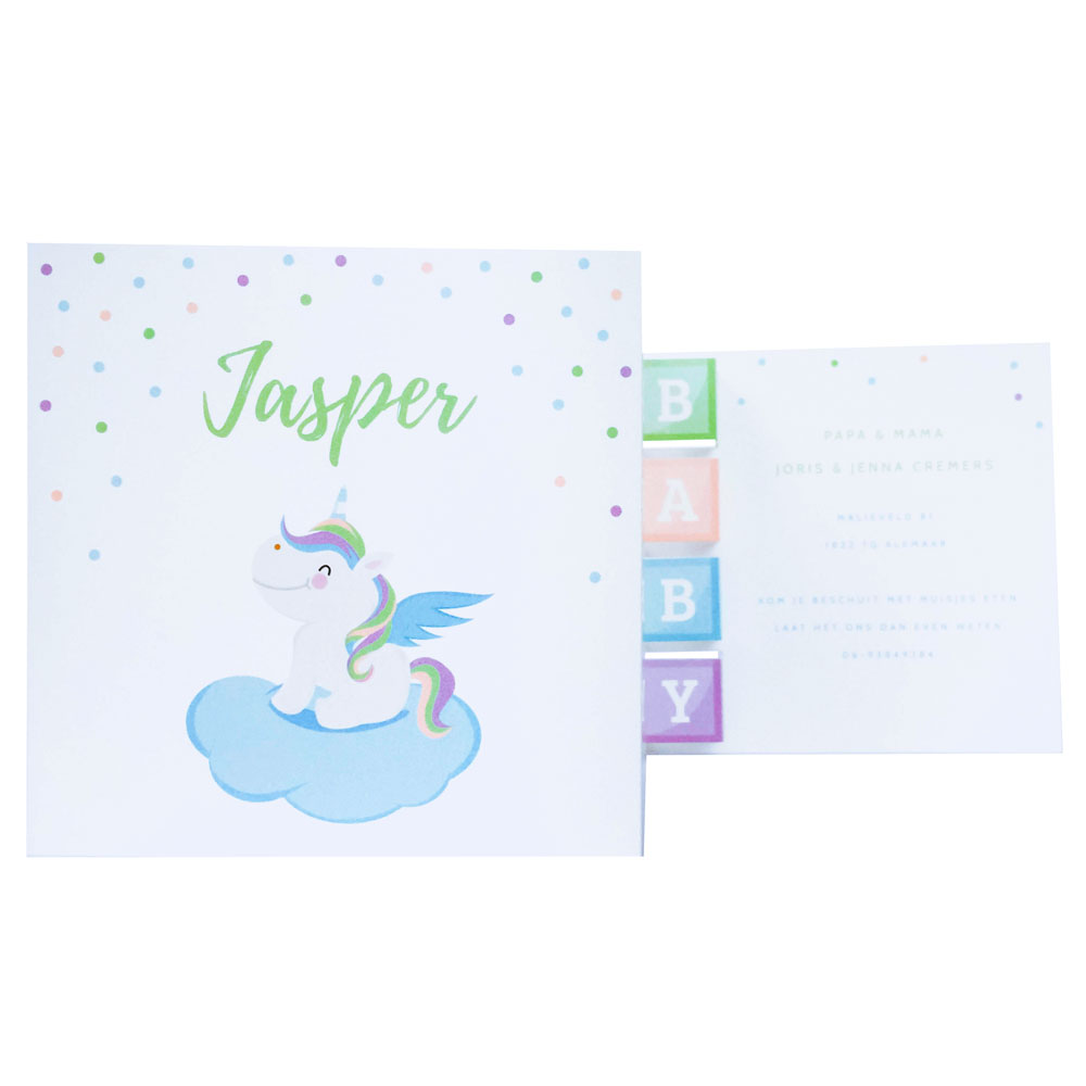 Drieluik kaart met unicorn blauw Drieluik kaart met unicorn blauw