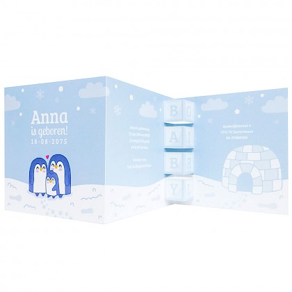 Drieluik kaart met pinguins girl Drieluik kaart met pinguins girl