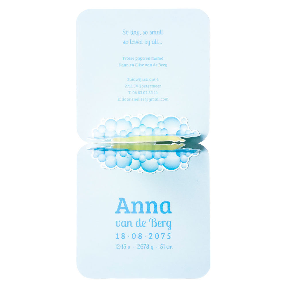 Pop op kaartje "Badeendje" Pop op kaartje "Badeendje"