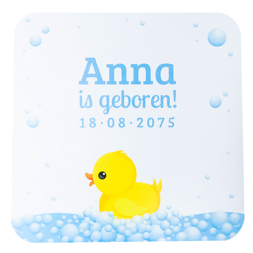 Pop op kaartje "Badeendje" Pop op kaartje "Badeendje"