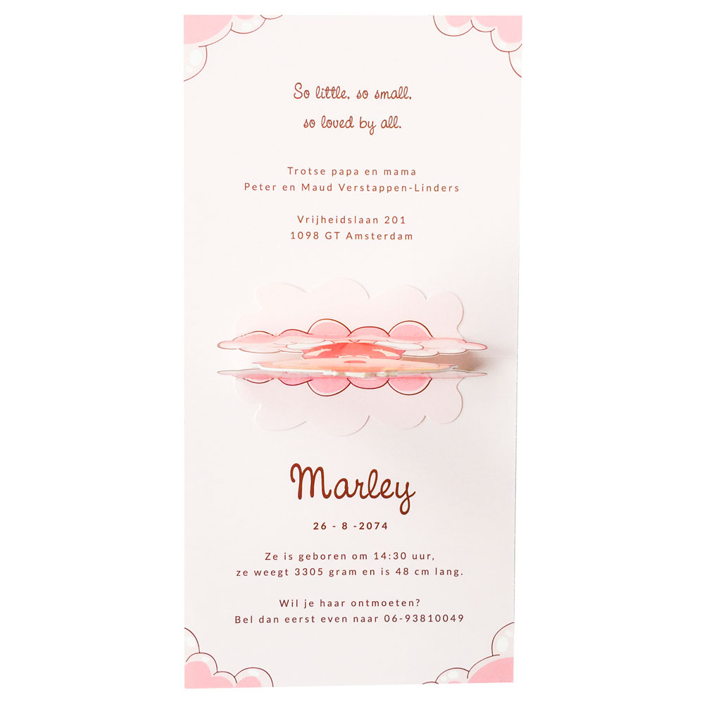 Pop up kaart met meisje op wolk Pop up kaart met meisje op wolk