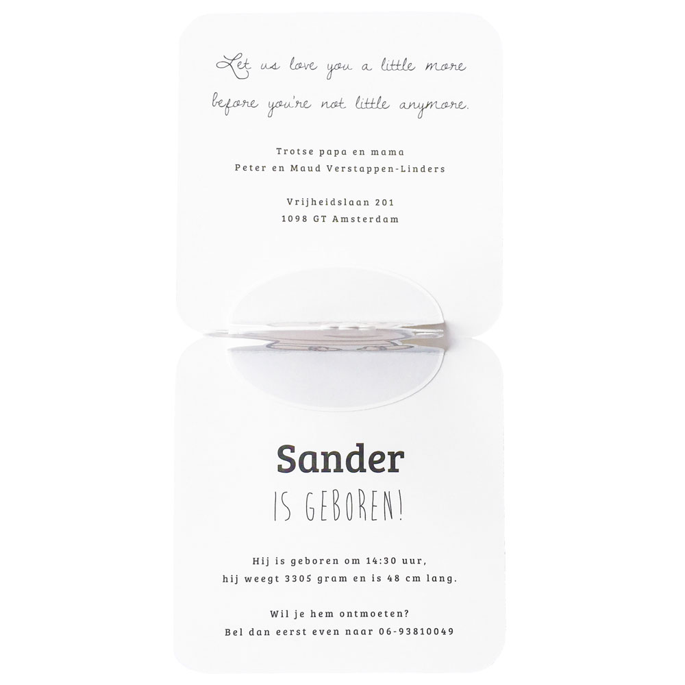 Pop up kaart met juichende baby Pop up kaart met juichende baby