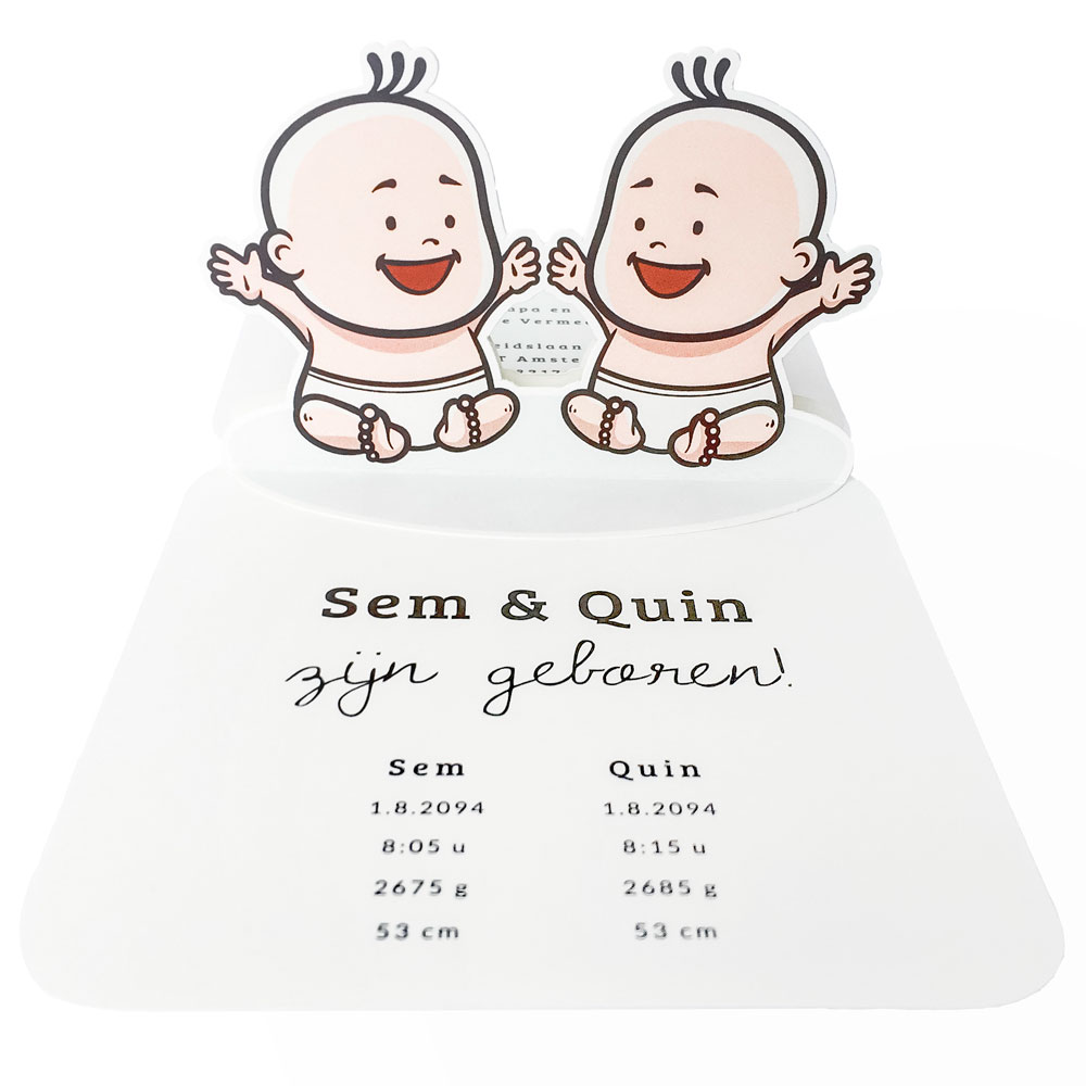 Pop Up kaart met tweeling Pop Up kaart met tweeling