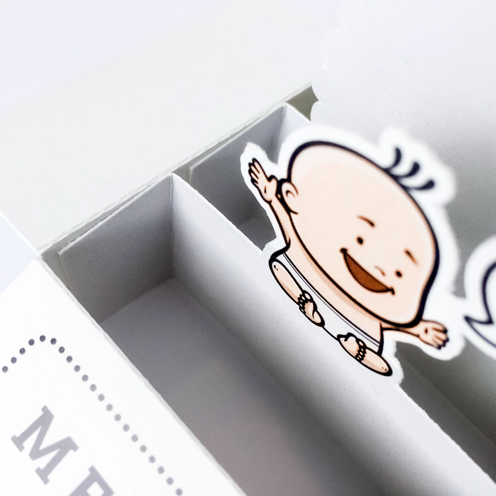 Pop up doosje "Ik ben er eindelijk" Pop up doosje "Ik ben er eindelijk"