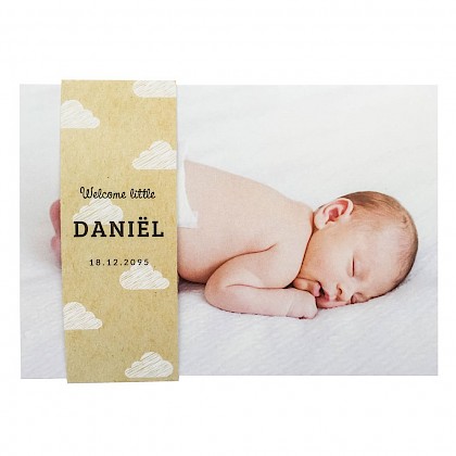 Fotokaart met sleeve "kraft" look en wolken