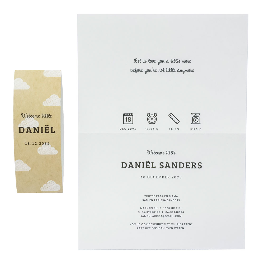 Fotokaart met sleeve "kraft" look en wolken Fotokaart met sleeve "kraft" look en wolken