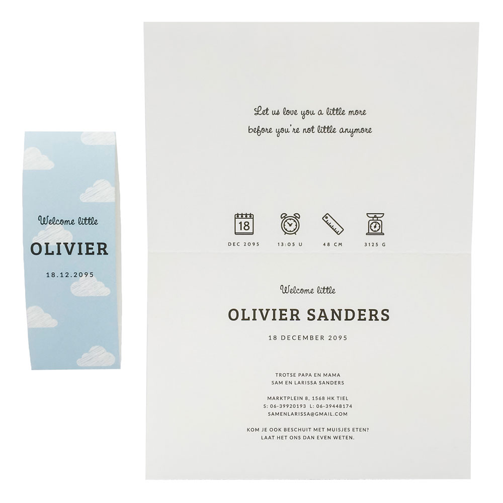 Fotokaart met blauwe sleeve en wolken Fotokaart met blauwe sleeve en wolken