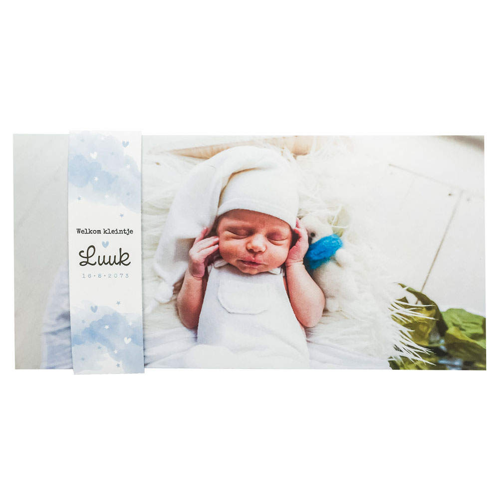 Fotokaart met sleeve blauwe aquarel Fotokaart met sleeve blauwe aquarel