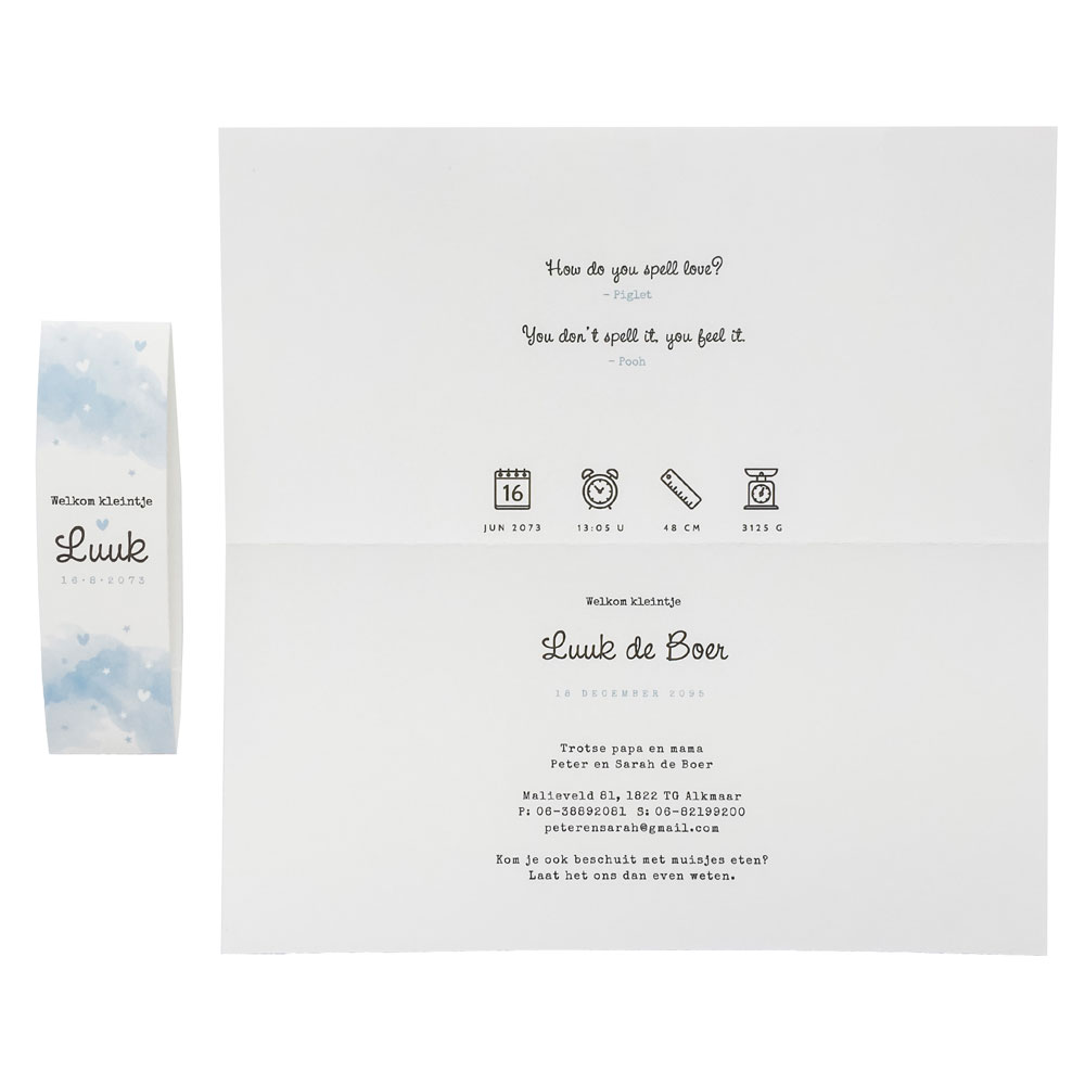 Fotokaart met sleeve blauwe aquarel Fotokaart met sleeve blauwe aquarel