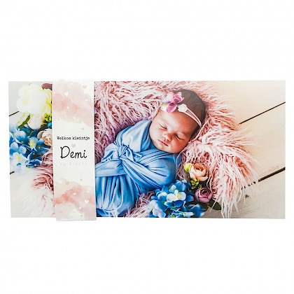 Fotokaart met sleeve roze aquarel