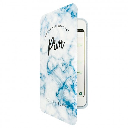 Gestanst geboortekaartje "Smartphone blauw"