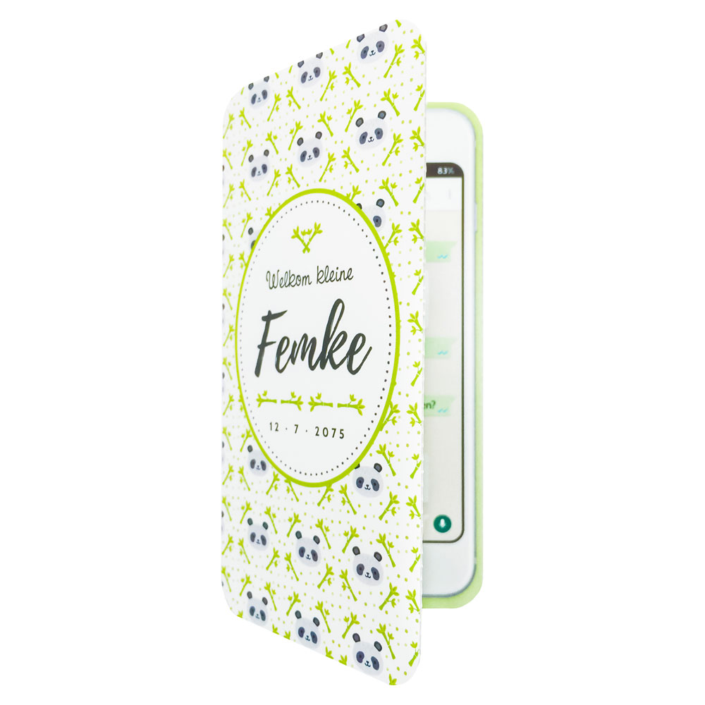 Gestanst geboortekaartje "Smartphone groen" Gestanst geboortekaartje "Smartphone groen"