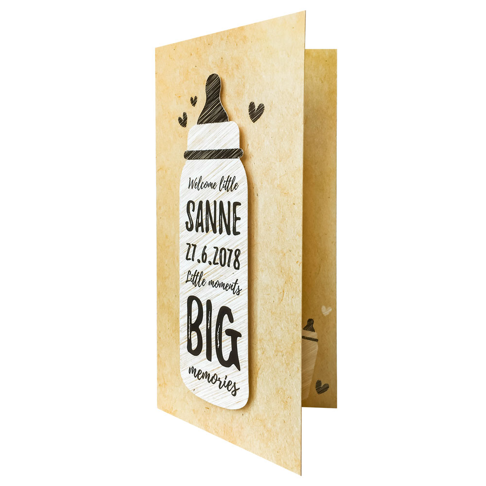 3D Geboortekaart babyfles "kraft" 3D Geboortekaart babyfles "kraft"