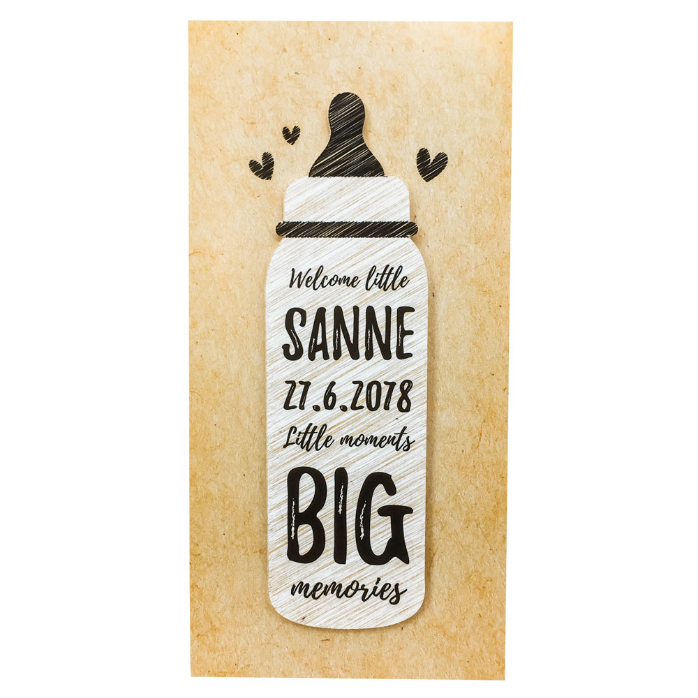3D Geboortekaart babyfles "kraft" 3D Geboortekaart babyfles "kraft"