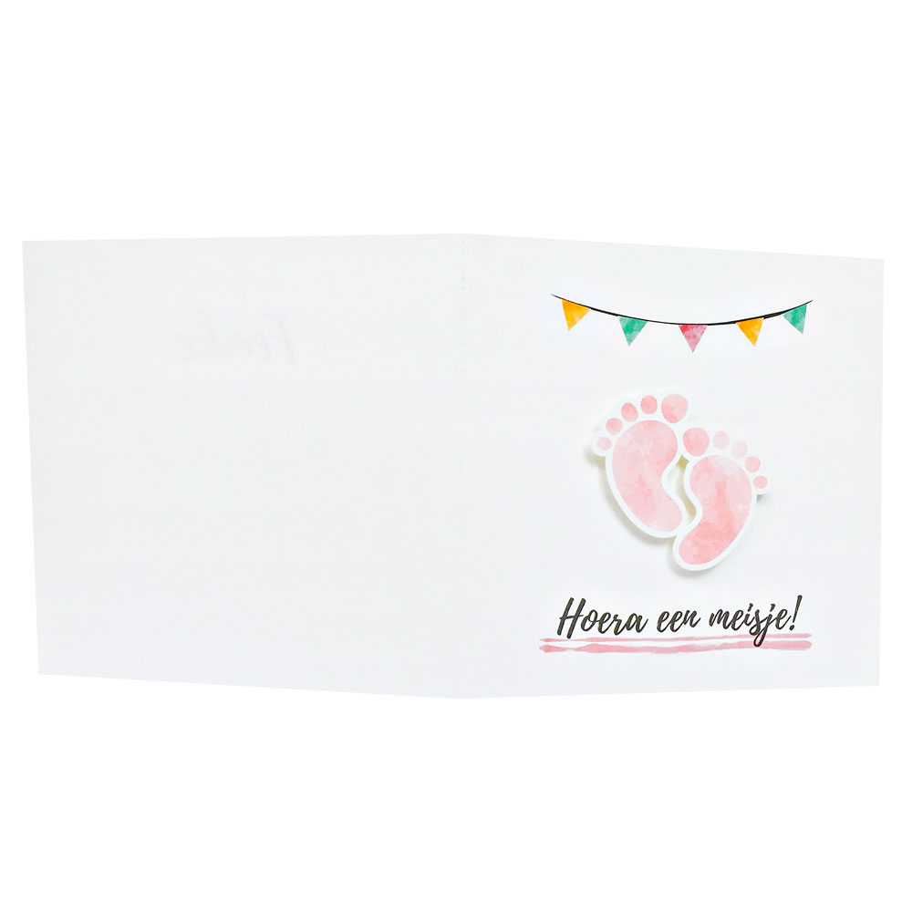 Gestanst geboortekaartje "Roze voetjes" Gestanst geboortekaartje "Roze voetjes"