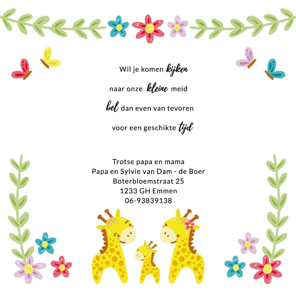 Doordraaier Giraffe en bloemen Doordraaier Giraffe en bloemen