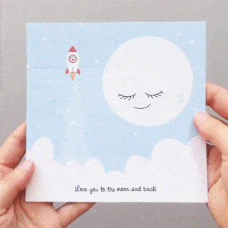 Doordraai geboortekaartje "Wolken & Maan"