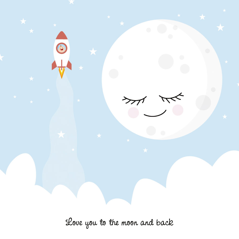 Doordraai geboortekaartje "Wolken & Maan" Doordraai geboortekaartje "Wolken & Maan"