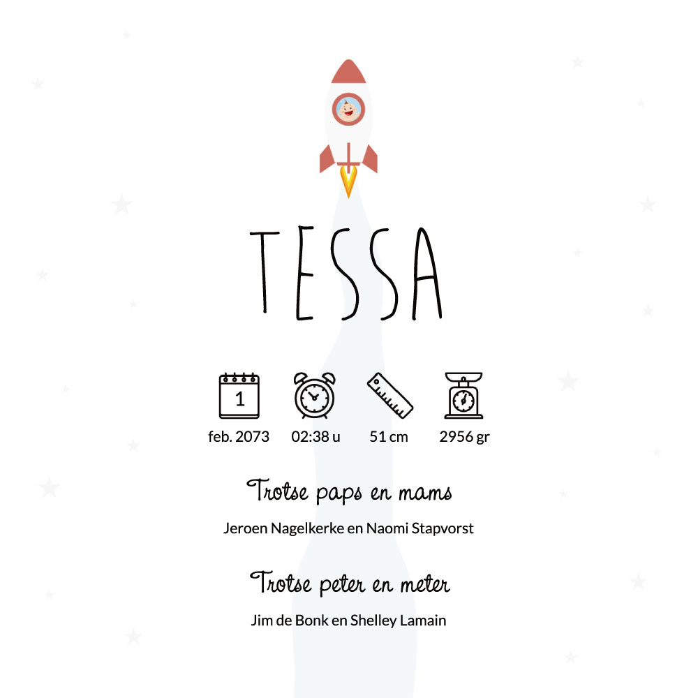 Doordraai geboortekaartje "Wolken & Maan" Doordraai geboortekaartje "Wolken & Maan"