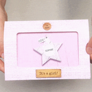 Foto schuifkaartje "Ster hout roze"