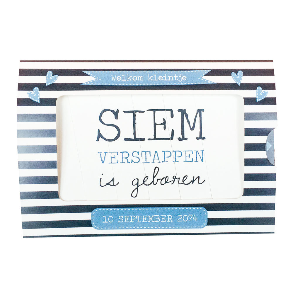 Schuifkaartje "Streepje voor zwart/wit" Schuifkaartje "Streepje voor zwart/wit"