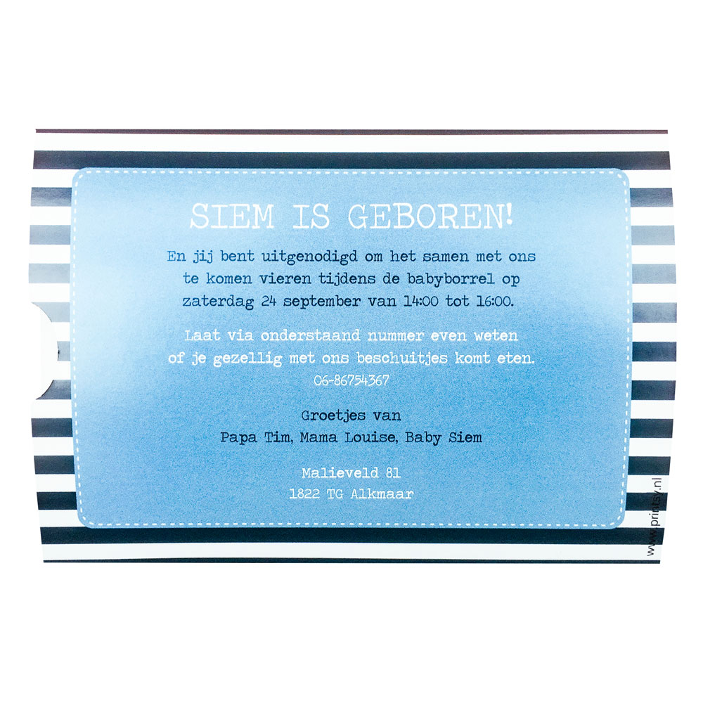 Schuifkaartje "Streepje voor zwart/wit" Schuifkaartje "Streepje voor zwart/wit"