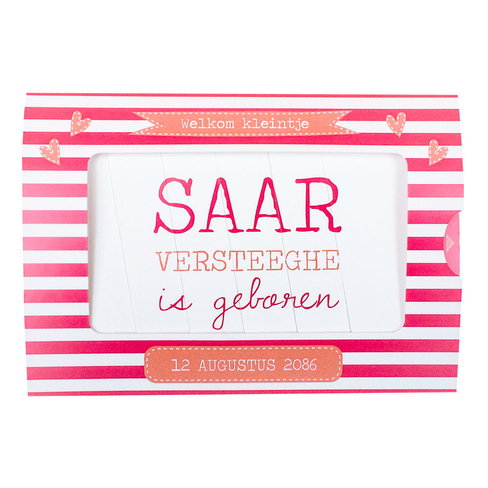 Schuifkaartje "Streepje voor roze" Schuifkaartje "Streepje voor roze"