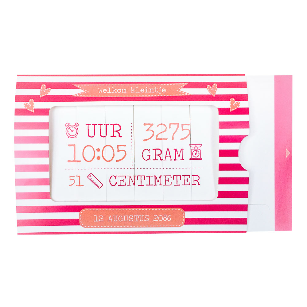 Schuifkaartje "Streepje voor roze" Schuifkaartje "Streepje voor roze"