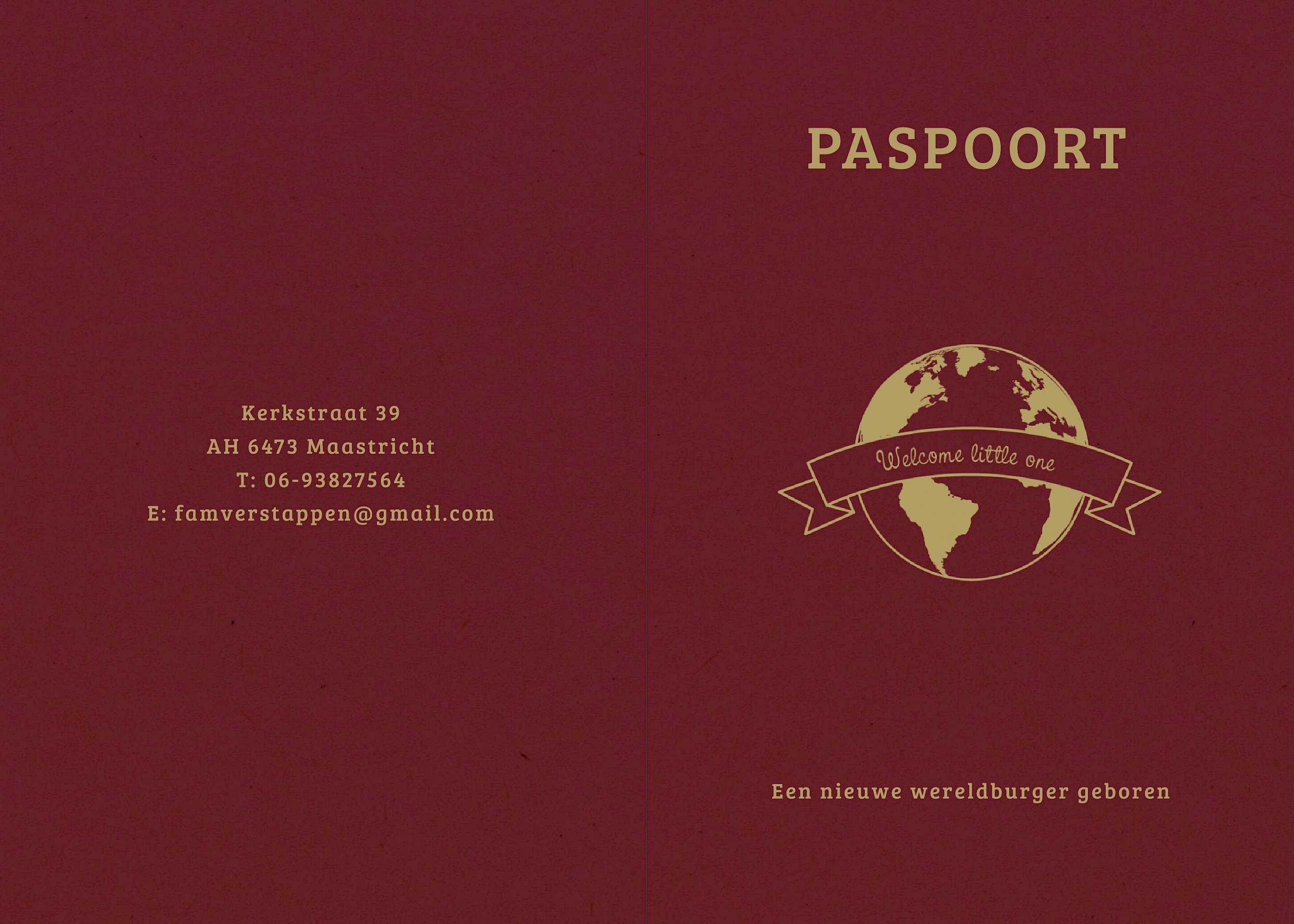Geboortekaart "Paspoort met stempels"
