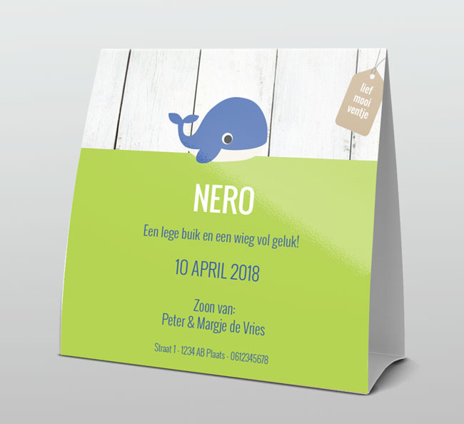 Blauw walvisje in een groen kadertje Blauw walvisje in een groen kadertje