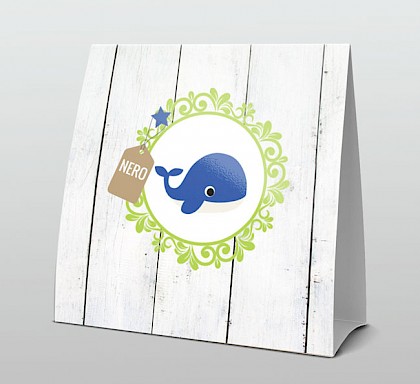 Blauw walvisje in een groen kadertje